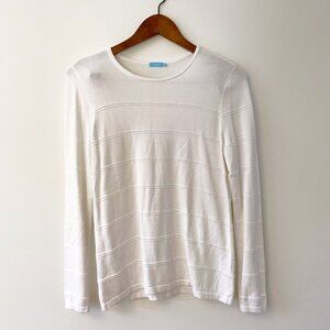 J. McLaughlin White Ribbed Sweater, Size Medium